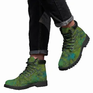 Men Lime Abstract Mid Top Boots