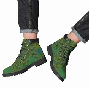 Men Lime Abstract Mid Top Boots