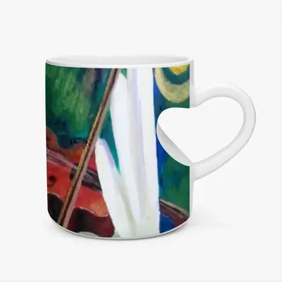 Cockatoo Plays Violin Peach Heart Mug