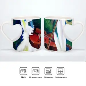 Cockatoo Plays Violin Peach Heart Mug