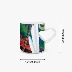 Cockatoo Plays Violin Peach Heart Mug