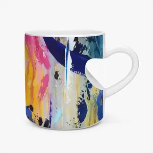 Serene Gaze Peach Heart Mug