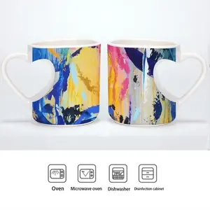 Serene Gaze Peach Heart Mug