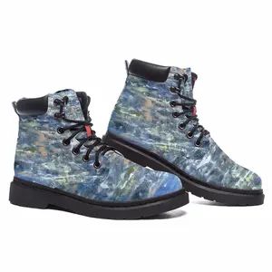 Men Deep Blue Mid Top Boots