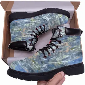 Men Deep Blue Mid Top Boots