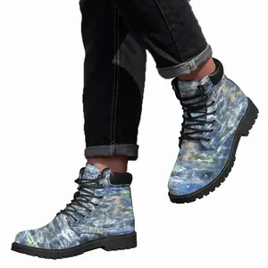 Men Deep Blue Mid Top Boots