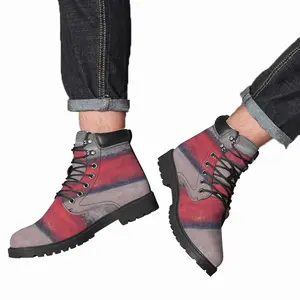 Men Red Divide Mid Top Boots