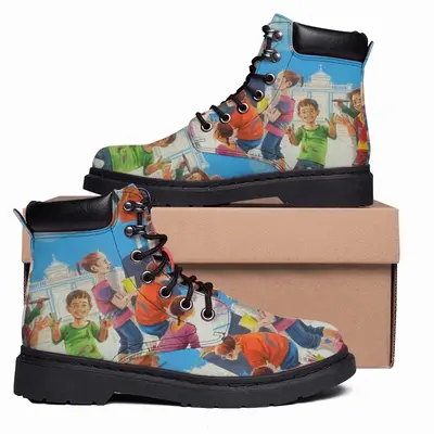 Men Painting The Dream World Mid Top Boots