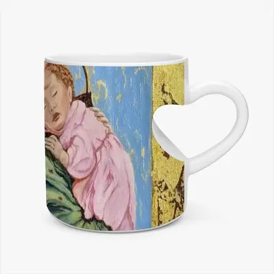 Godmother And Her Son Peach Heart Mug