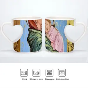 Godmother And Her Son Peach Heart Mug