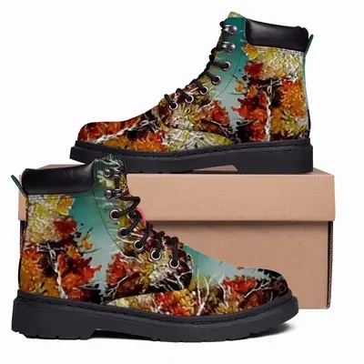 Men Autumn Leaves Mid Top Boots