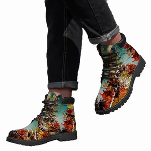 Men Autumn Leaves Mid Top Boots