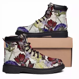 Men White Prints Mid Top Boots