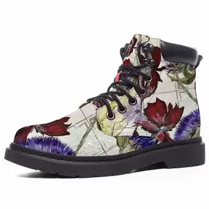 Men White Prints Mid Top Boots