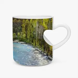 Landscape Impressionism White River Peach Heart Mug