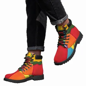 Men Floral Punch Mid Top Boots