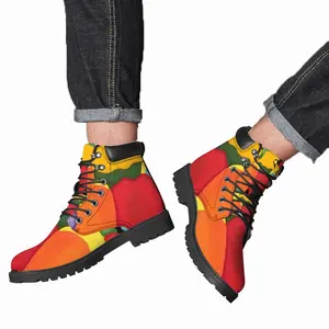 Men Floral Punch Mid Top Boots