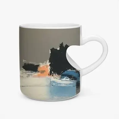 Boats On The Pond Peach Heart Mug