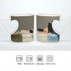 Boats On The Pond Peach Heart Mug