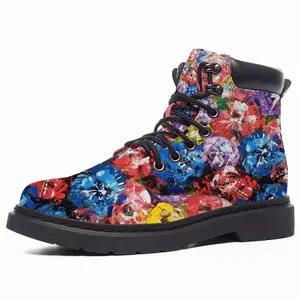 Men Flower Bouquet Mid Top Boots