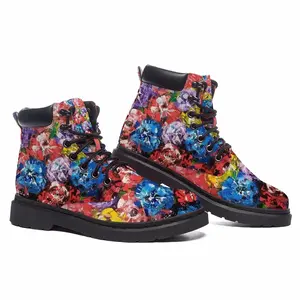 Men Flower Bouquet Mid Top Boots