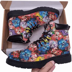 Men Flower Bouquet Mid Top Boots