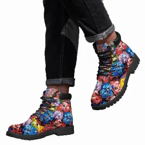 Men Flower Bouquet Mid Top Boots