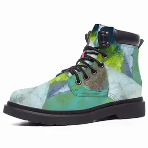 Men Green And Blue With Black And White Mid Top Boots