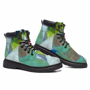 Men Green And Blue With Black And White Mid Top Boots