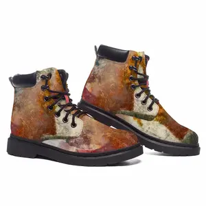 Men Red Black And Yellow Mid Top Boots