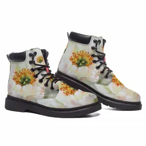 Men White Peony Mid Top Boots