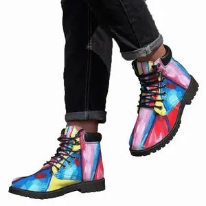 Men African Mask Family Mid Top Boots