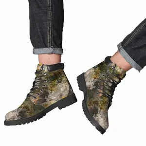 Men Striped Face Mid Top Boots