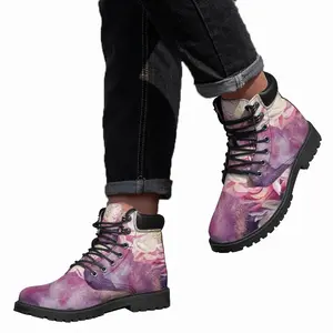 Men Flowers Glowing Mid Top Boots