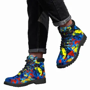 Men Beautiful Floral Mid Top Boots