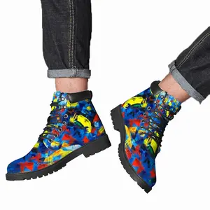 Men Beautiful Floral Mid Top Boots