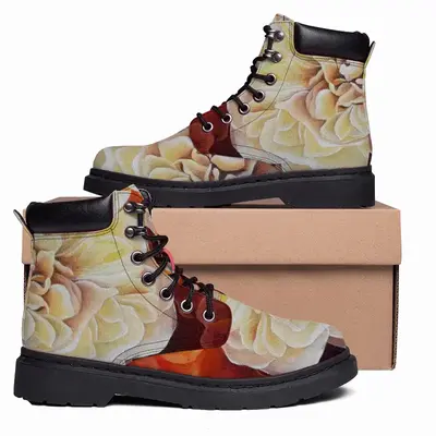 Men Roses Mid Top Boots