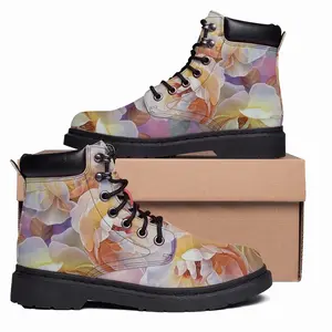 Men Yellow Roses Mid Top Boots