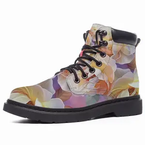 Men Yellow Roses Mid Top Boots