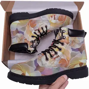 Men Yellow Roses Mid Top Boots