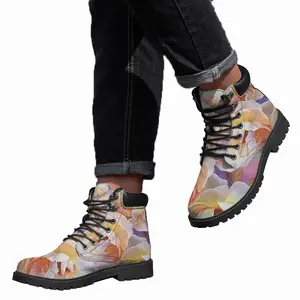 Men Yellow Roses Mid Top Boots