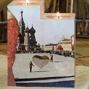 Lady In Red Square Candle Holder