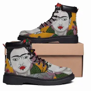 Men Little Frida - Mexico Kahlo Rivera Naive Art Portrait Women Girl Rose Bird Mid Top Boots