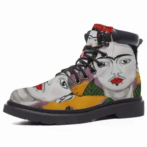 Men Little Frida - Mexico Kahlo Rivera Naive Art Portrait Women Girl Rose Bird Mid Top Boots