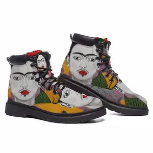 Men Little Frida - Mexico Kahlo Rivera Naive Art Portrait Women Girl Rose Bird Mid Top Boots