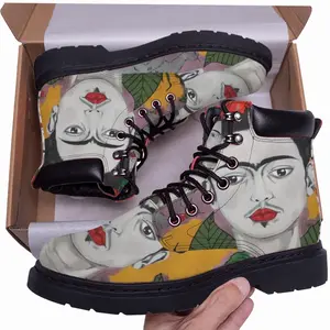 Men Little Frida - Mexico Kahlo Rivera Naive Art Portrait Women Girl Rose Bird Mid Top Boots