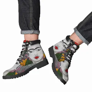 Men Little Frida - Mexico Kahlo Rivera Naive Art Portrait Women Girl Rose Bird Mid Top Boots