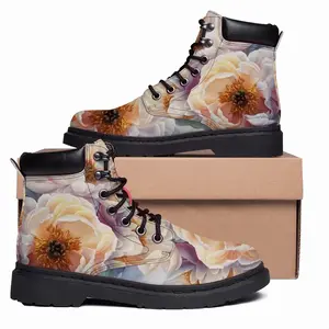 Men Beauty Of Peonies Mid Top Boots