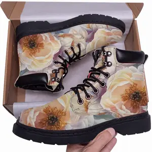 Men Beauty Of Peonies Mid Top Boots