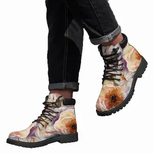 Men Beauty Of Peonies Mid Top Boots